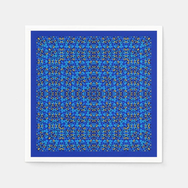 Multi-coloured blue ornament abstract napkin (Front)