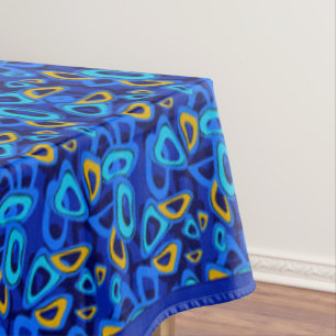 Multi-coloured blue ornament abstract tablecloth