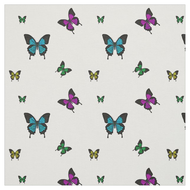 Multi coloured Butterfies, Swallow tail Butterfly Fabric (Swatch)