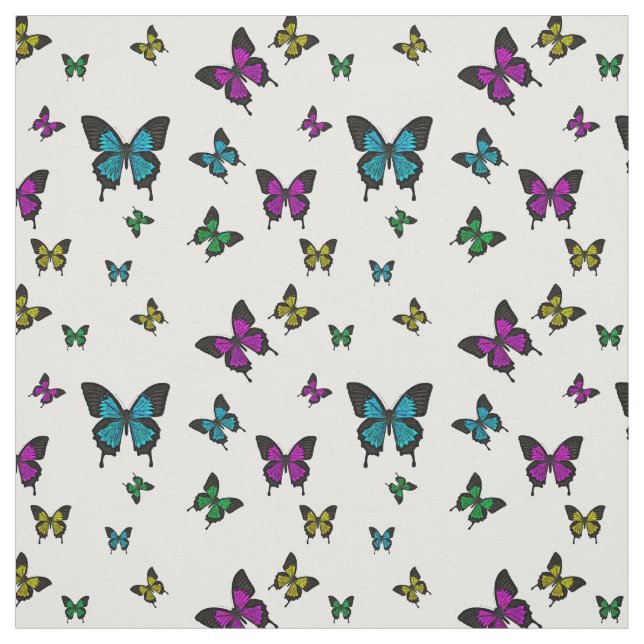 Multi coloured Butterfies, Swallow tail Butterfly Fabric (Swatch)