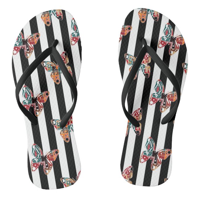 Multi-coloured butterfly jandals (Footbed)