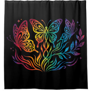 Multi Coloured Butterfly Shower Curtain