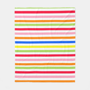 Multi Coloured Candy Stripes Fleece Blanket