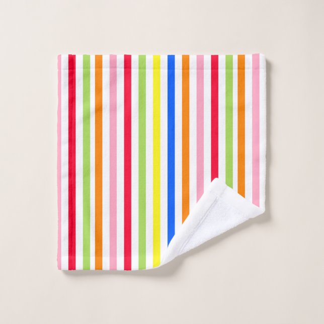Multi Coloured Candy Stripes Wash Cloth (Wash Cloth)