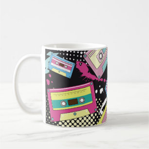 Multi Coloured cassettes on a black background sea Coffee Mug