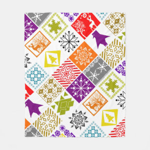Multi-coloured Christmas Fleece Blanket