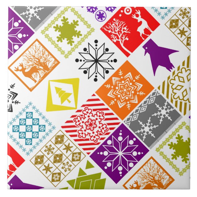 Multi-coloured Christmas Tile (Front)