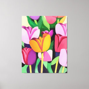 Multi-Coloured Colourful Tulips Abstract Art  Canvas Print