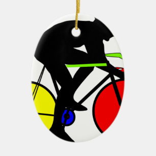 Multi coloured cycling bike ceramic tree decoration