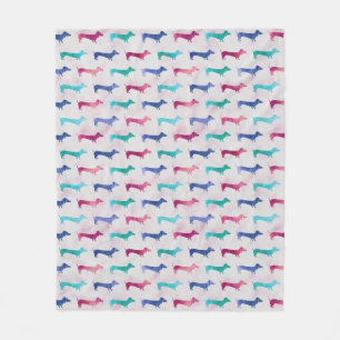 Multi-coloured Dachshund Pattern Fleece Blanket