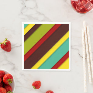 Multi-Coloured Diagonal Stripes Napkin