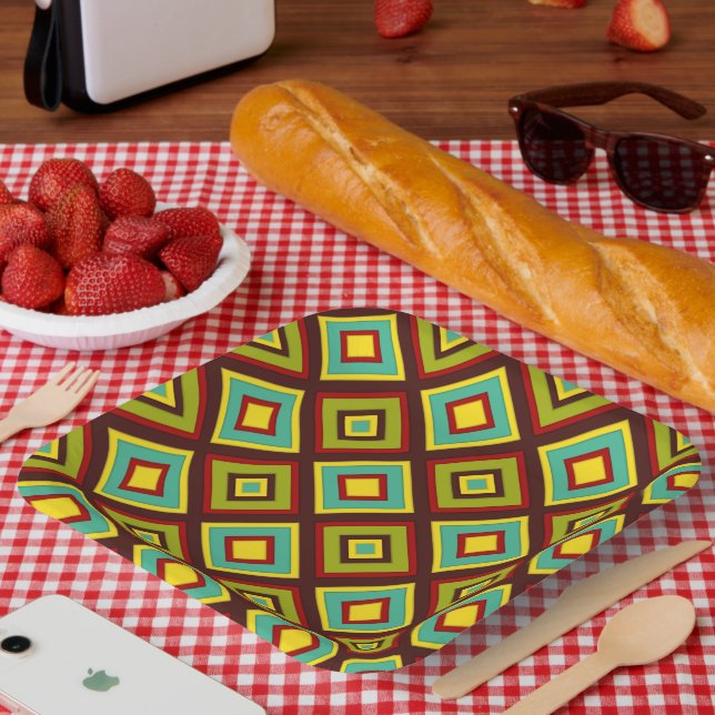 Multi-Coloured Diagonal Stripes Paper Plate (Picnic)