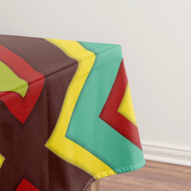 Multi-Coloured Diagonal Stripes Tablecloth (In Situ)