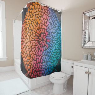 Multi-coloured Dotted Stone Design Shower Curtain