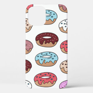 Multi-coloured doughnuts hand drawn seamless patte iPhone 12 case