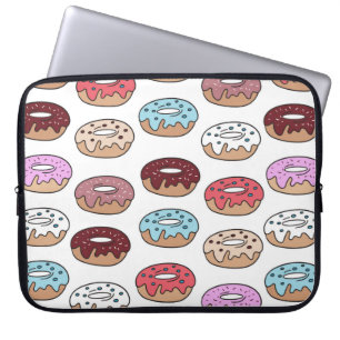 Multi-coloured doughnuts hand drawn seamless patte laptop sleeve