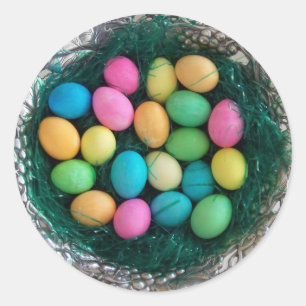 Multi Coloured Easter Egg Nest Classic Round Sticker
