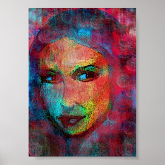 multi coloured face poster