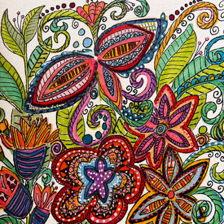 Multi-coloured Floral Fleece Blanket