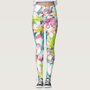 Multi-Coloured Floral Leggings (Floating)