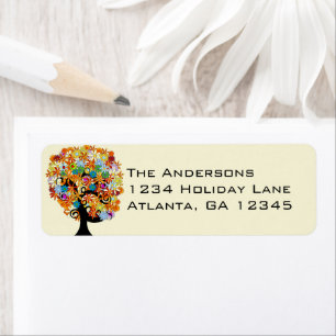 Multi Coloured Flower Love Tree Return Address