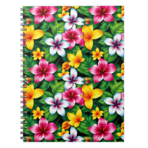 Multi-coloured Flowers and Leaves Pattern-57577 Notebook