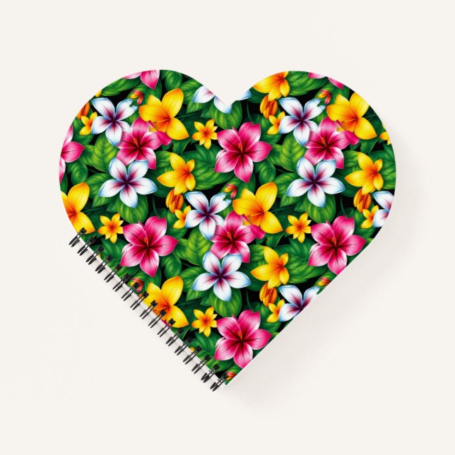 Multi-coloured Flowers and Leaves Pattern-57577 Notebook (Front)