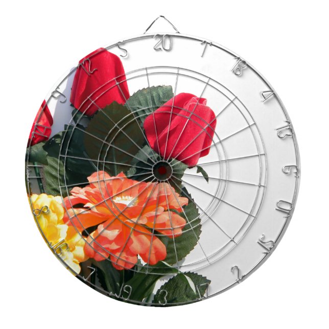 Multi-Coloured Flowers Dartboard (Front)
