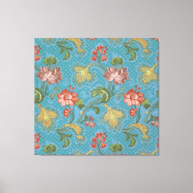 Multi-Coloured Flowers Pattern Canvas Print (Front)