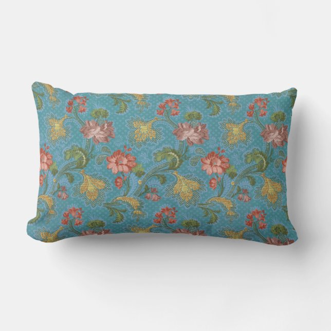 Multi-Coloured Flowers Pattern Lumbar Cushion (Front)