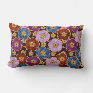 Multi-Coloured Flowers Pattern Lumbar Cushion