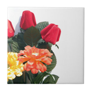 Multi-Coloured Flowers Tile