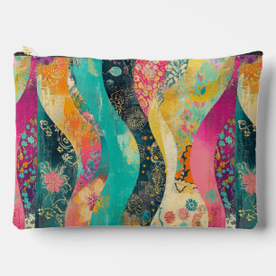 Multi-Coloured Flowers Wave Accessory Pouch