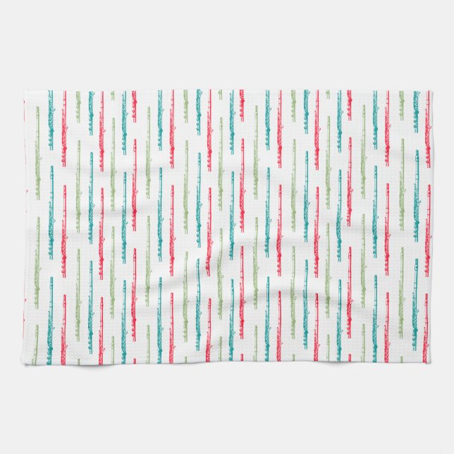 Multi Coloured Flutes Tea Towel (Horizontal)