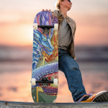 Multi-coloured Flying Legendary Dragon Skateboard