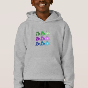 Multi-coloured frogs on kids Grey pullover hoodie
