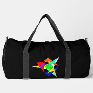 Multi coloured geometric star burst duffle bag