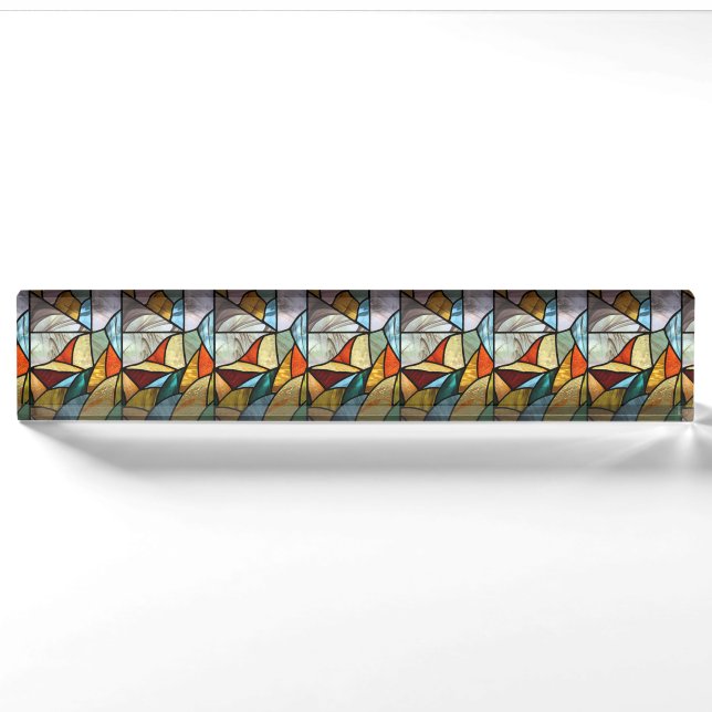 Multi-Coloured Glass Abstract Nameplate (Front)