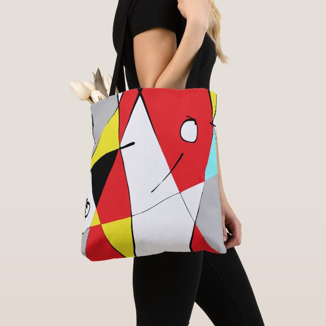 Multi-coloured Graphic  Tote Bag (Close Up)