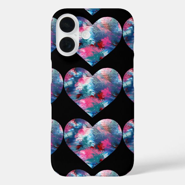 Multi Coloured Heart Paint on Wood Case-Mate iPhone Case (Back)