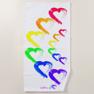Multi Coloured Hearts Beach Towel