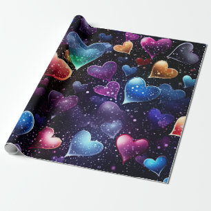 Multi Coloured Hearts Wrapping Paper