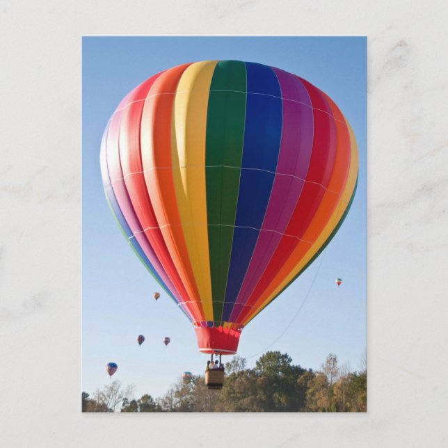Multi-Coloured Hot Air Balloon Postcard (Front)