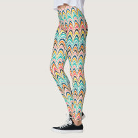 Multi-coloured Ikat Chevron Flame Stitch Leggings