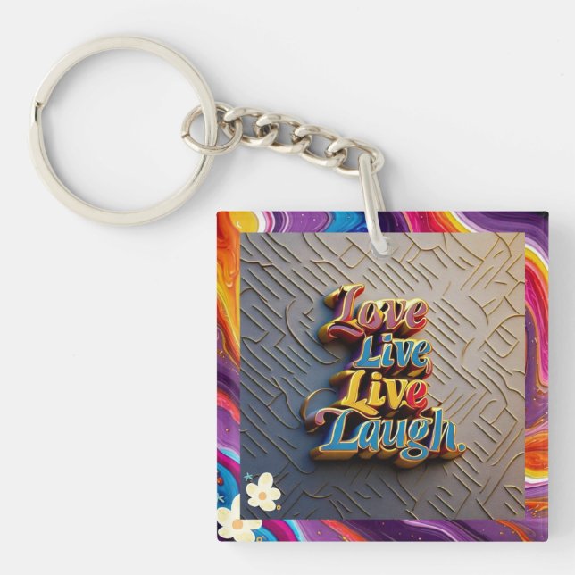 "Multi Coloured Inspirational Sayings" Key Ring (Front)