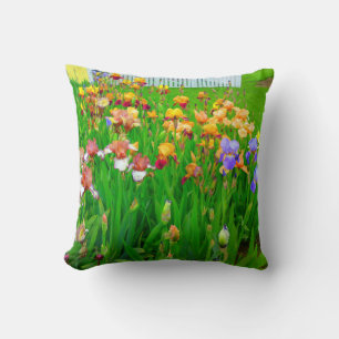Multi Coloured Iris Flower Patch Pillow