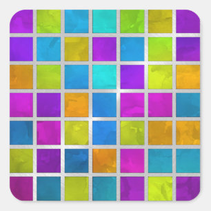 Multi Coloured Jewel Mosaic Square Sticker