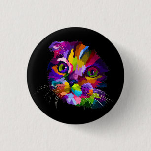 Multi Coloured Kitten Pop Art 3 Cm Round Badge