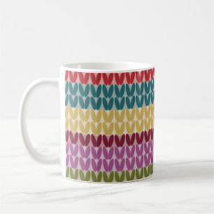 Multi-Coloured Knitted Style Striped Coffee Mug