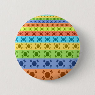 Multi-Coloured Korean Flag Art Print 6 Cm Round Badge